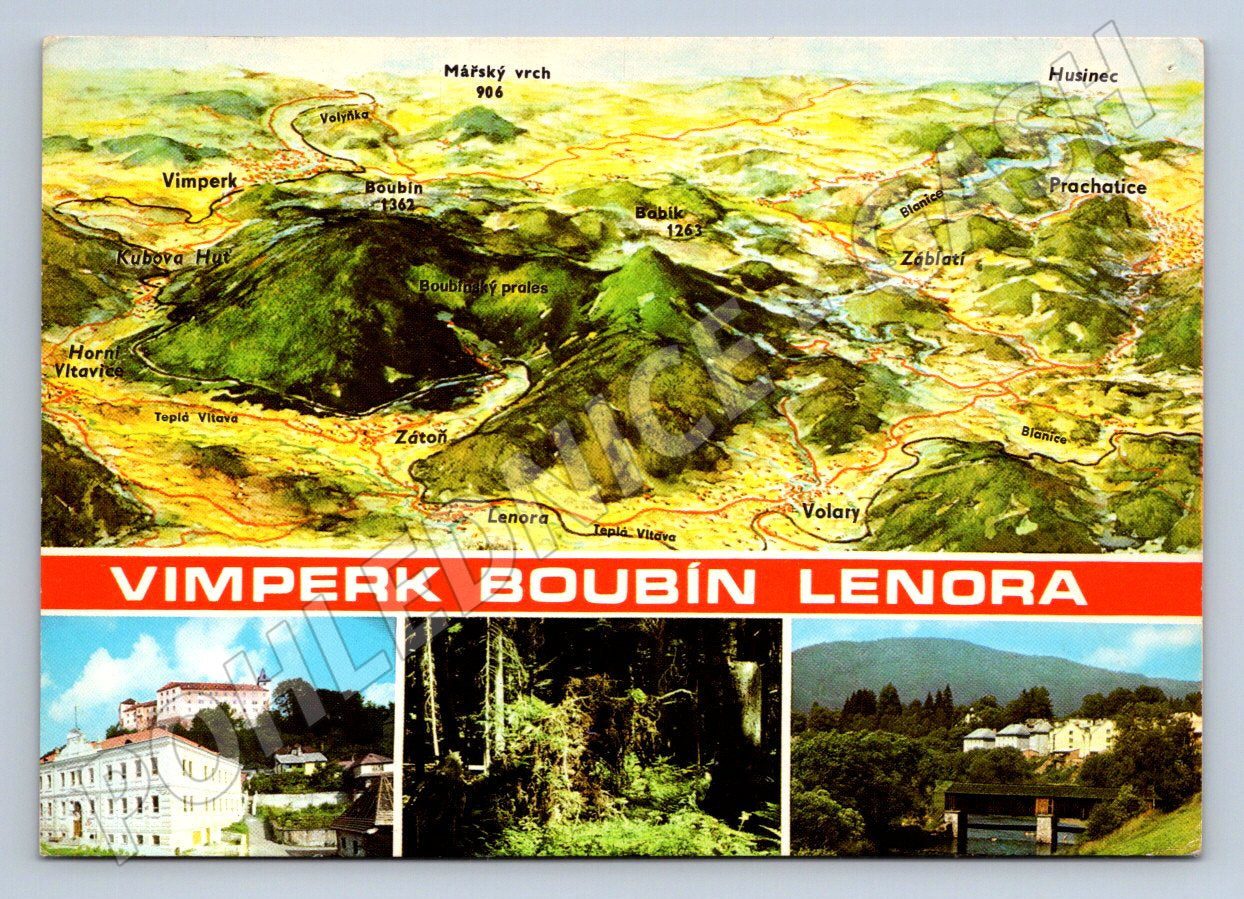 Pohlednice Šumava Vimperk Boubín Lenora mapa fotografie (P1817)