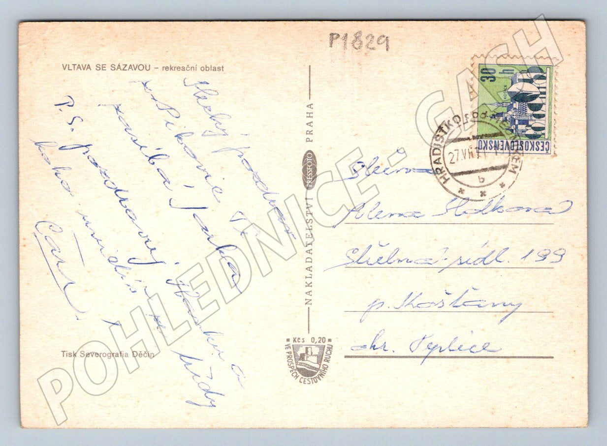Pohlednice Vltava a Sázava Jílové Štěchovice Slapy PP 1972 (P1829)