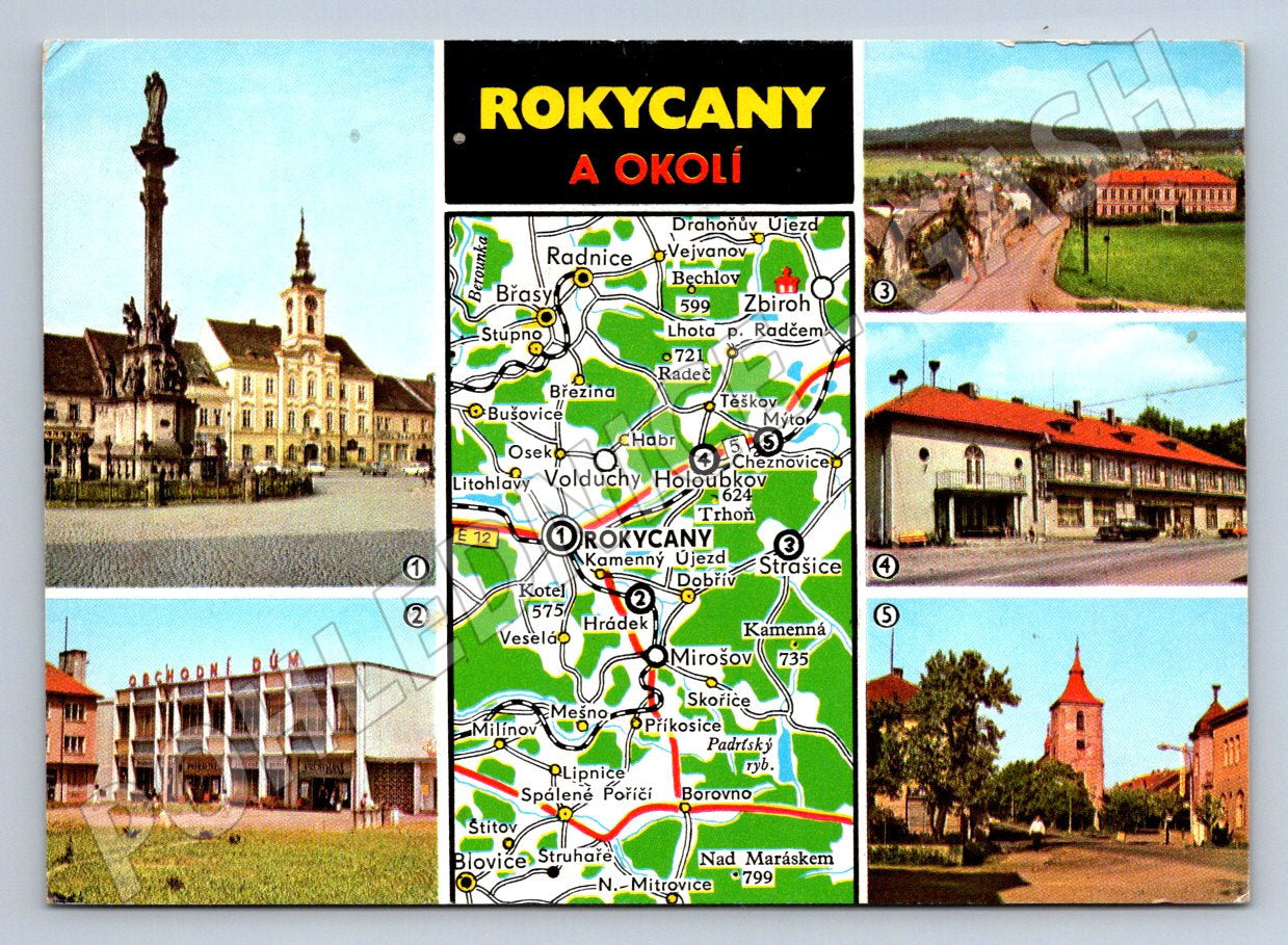 Pohlednice Rokycansko více záběrů mapa (P1831)