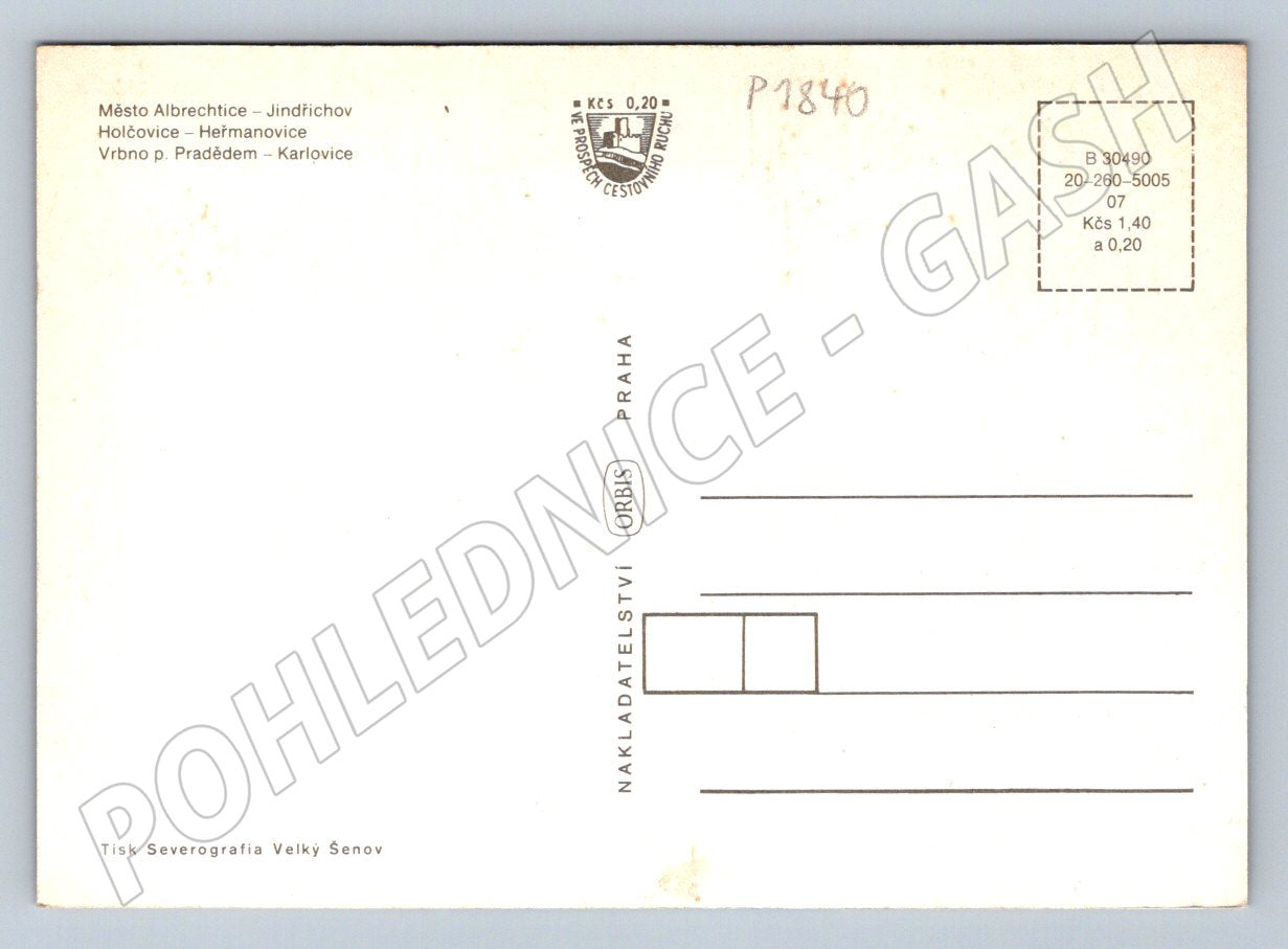 Pohlednice Město Albrechtice a okolí mapa více záběrů (P1840)