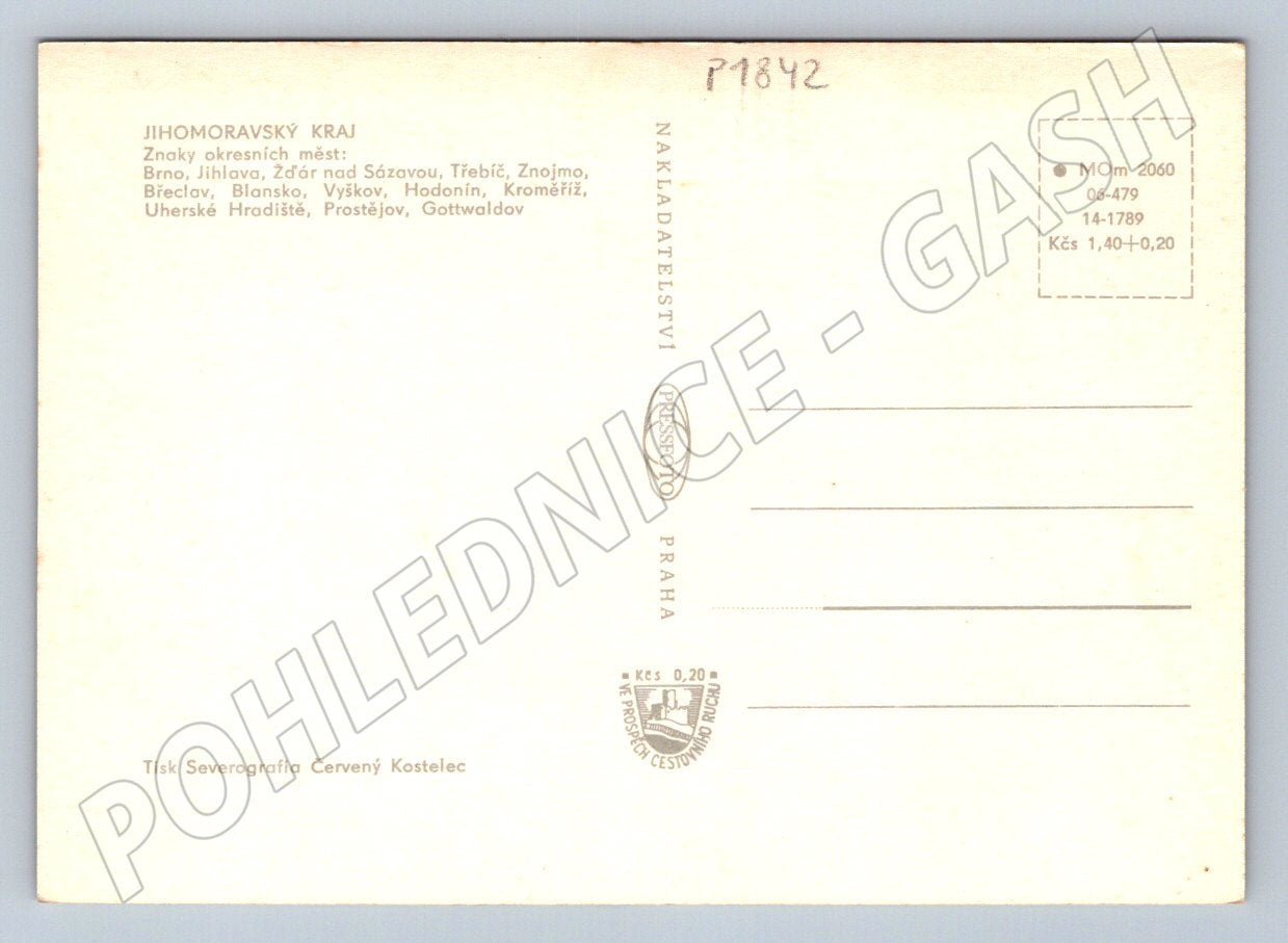 Postcard South Moravian Region multiple shots symbols map (P1842)