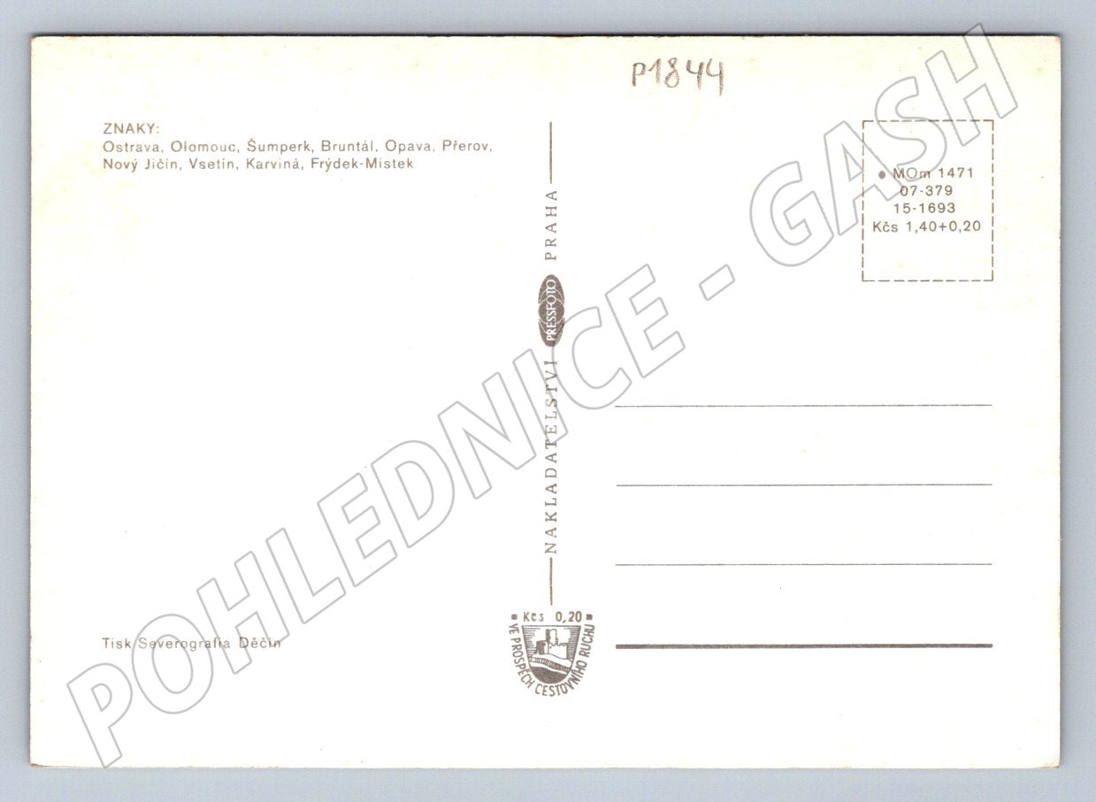 Postcard North Moravian Region collage of cities and symbols, clear (P1844)