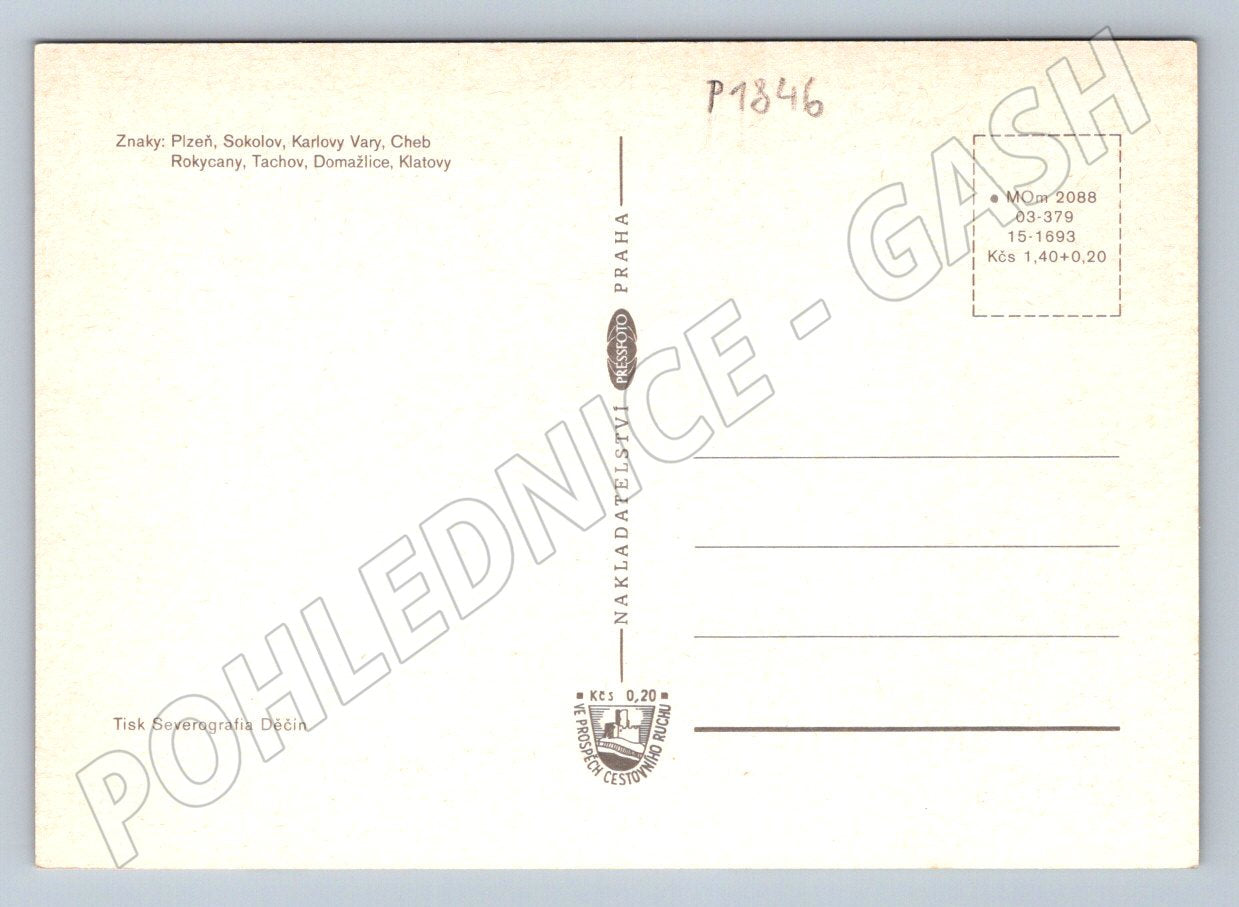 Pohlednice Západočeský kraj koláž měst a znaků (P1846)