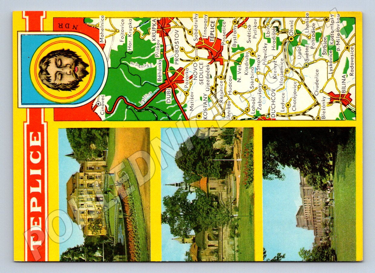 Pohlednice Teplice mapa budovy (P1876)