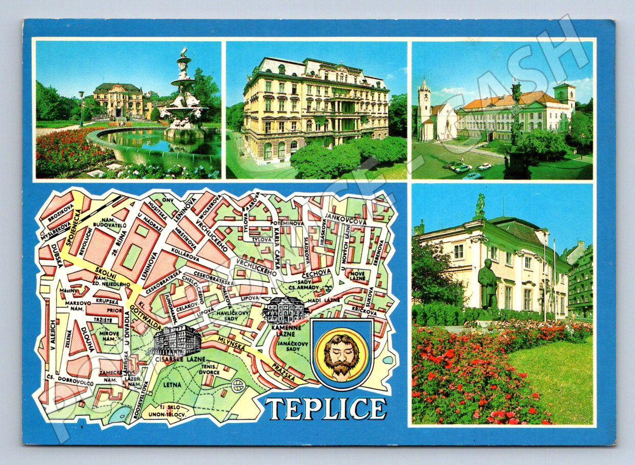 Pohlednice Teplice památky mapka Panorama Praha (P1878)