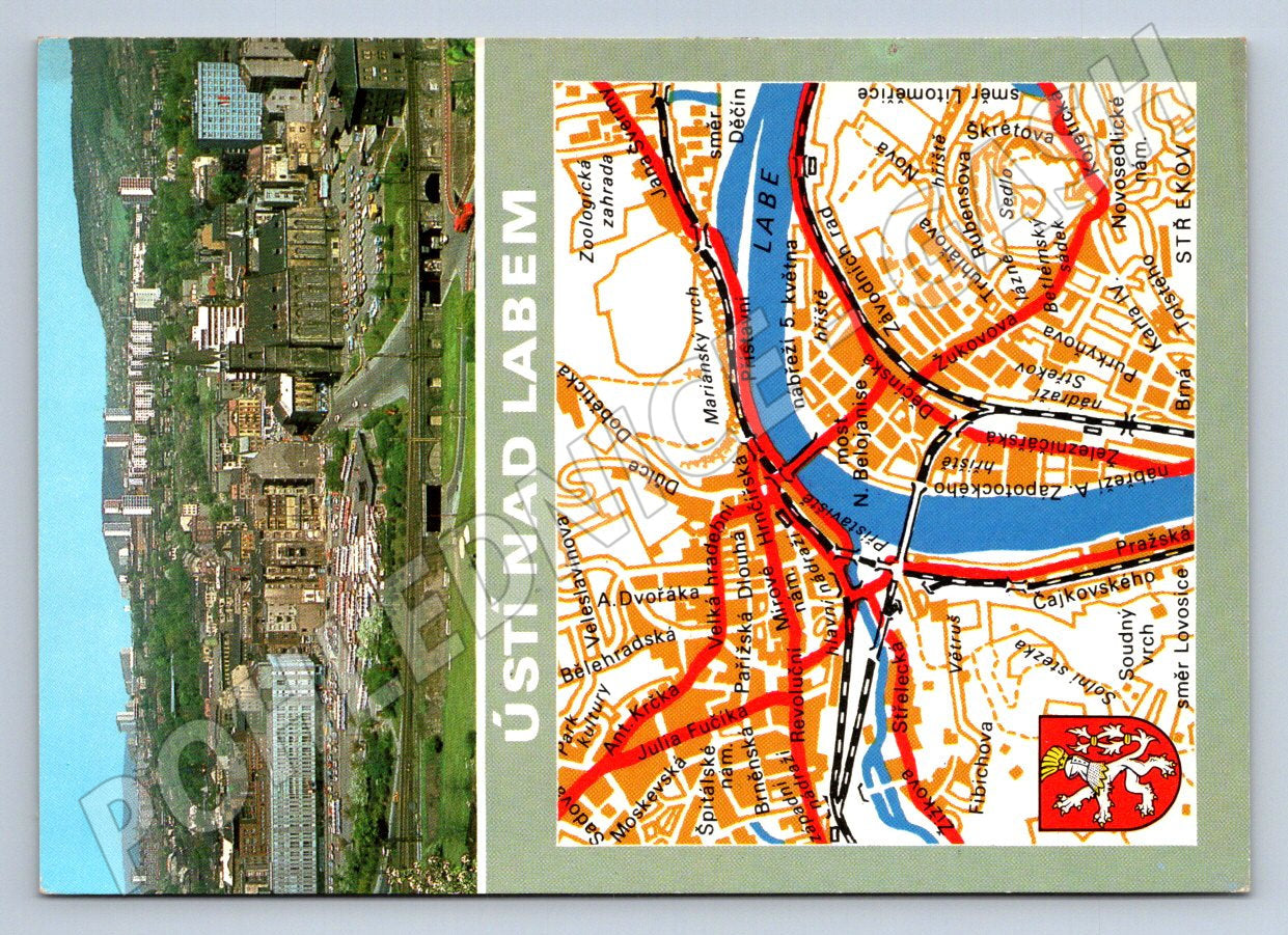 Pohlednice Ústí nad Labem panoramatická mapa města (P1879)