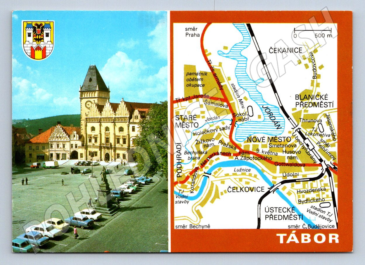 Pohlednice Tábor Žižkovo náměstí mapa (P1885)