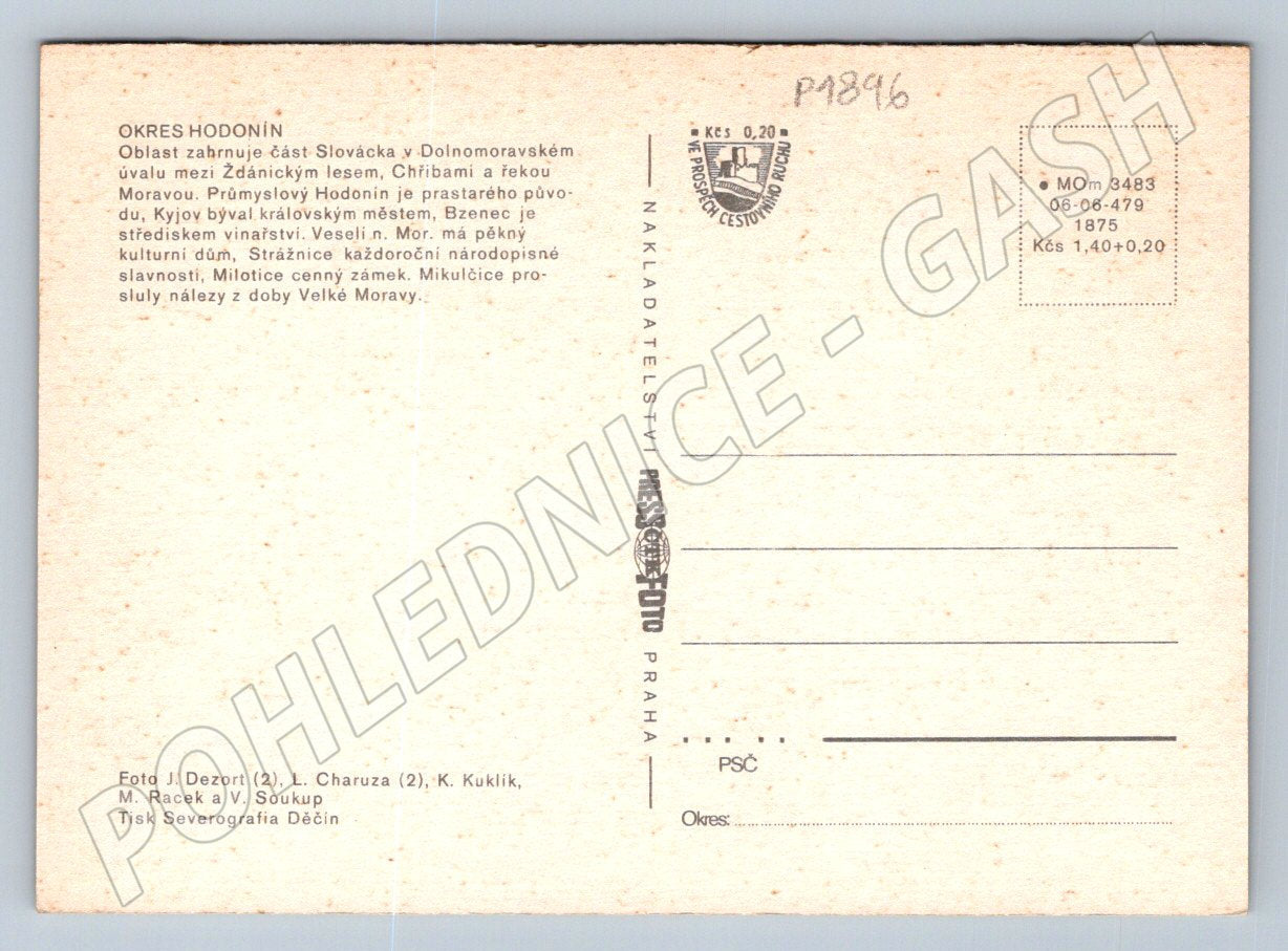 Pohlednice Hodonínsko památky Jihomoravský kraj (P1896)