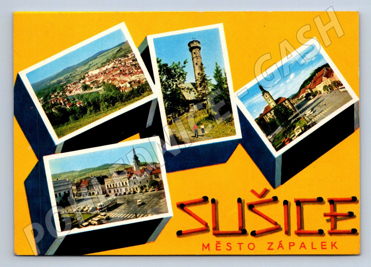 Pohlednice Sušice město zápalek více záběrů (P1914)