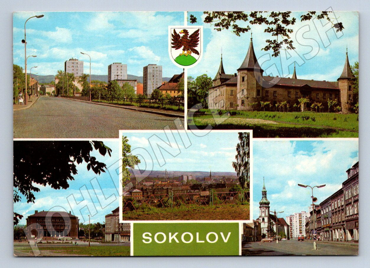 Pohlednice Sokolov koláž památek PP (P1915)
