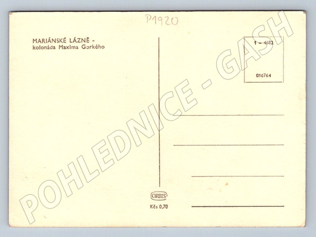 Pohlednice Mariánské Lázně kolonáda Maxima Gorkého (P1920)