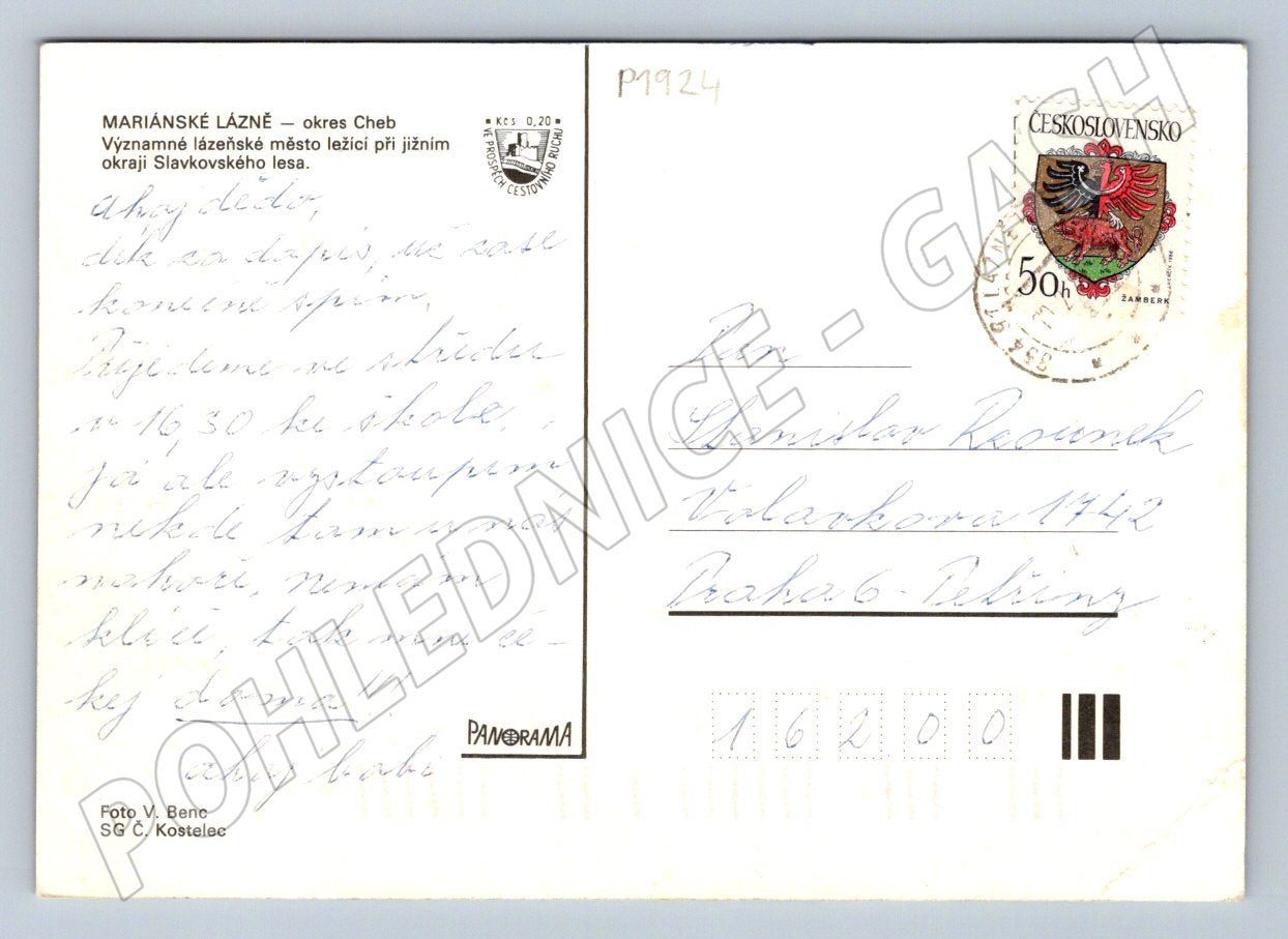 Pohlednice Mariánské Lázně více záběrů PP (P1924)