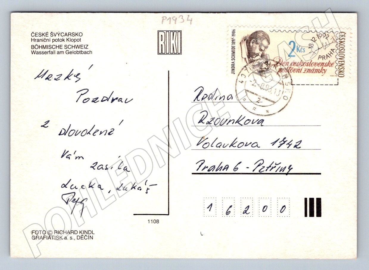 Pohlednice České Švýcarsko Hranický potok Klopot 1992 (P1934)