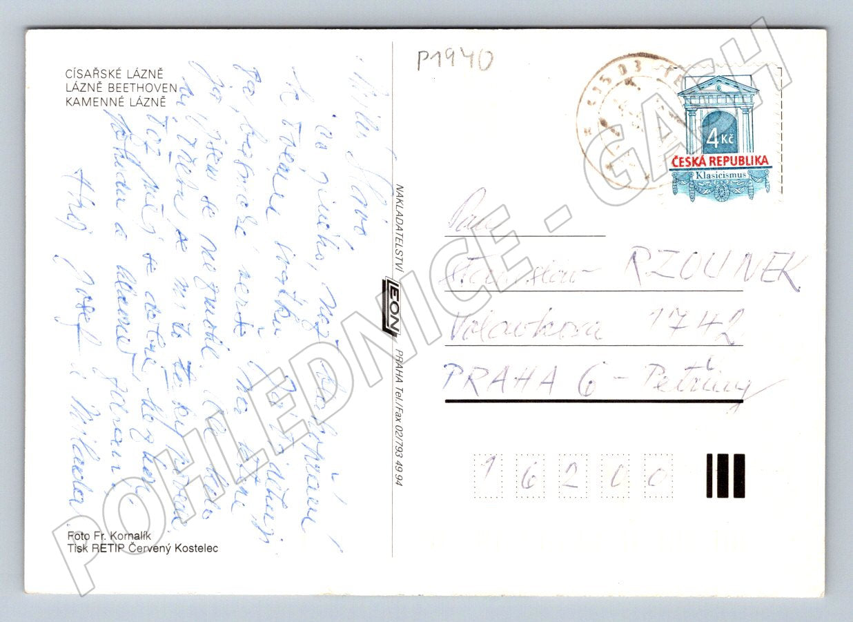 Pohlednice Teplice kolorovaná 1994 (P1940)