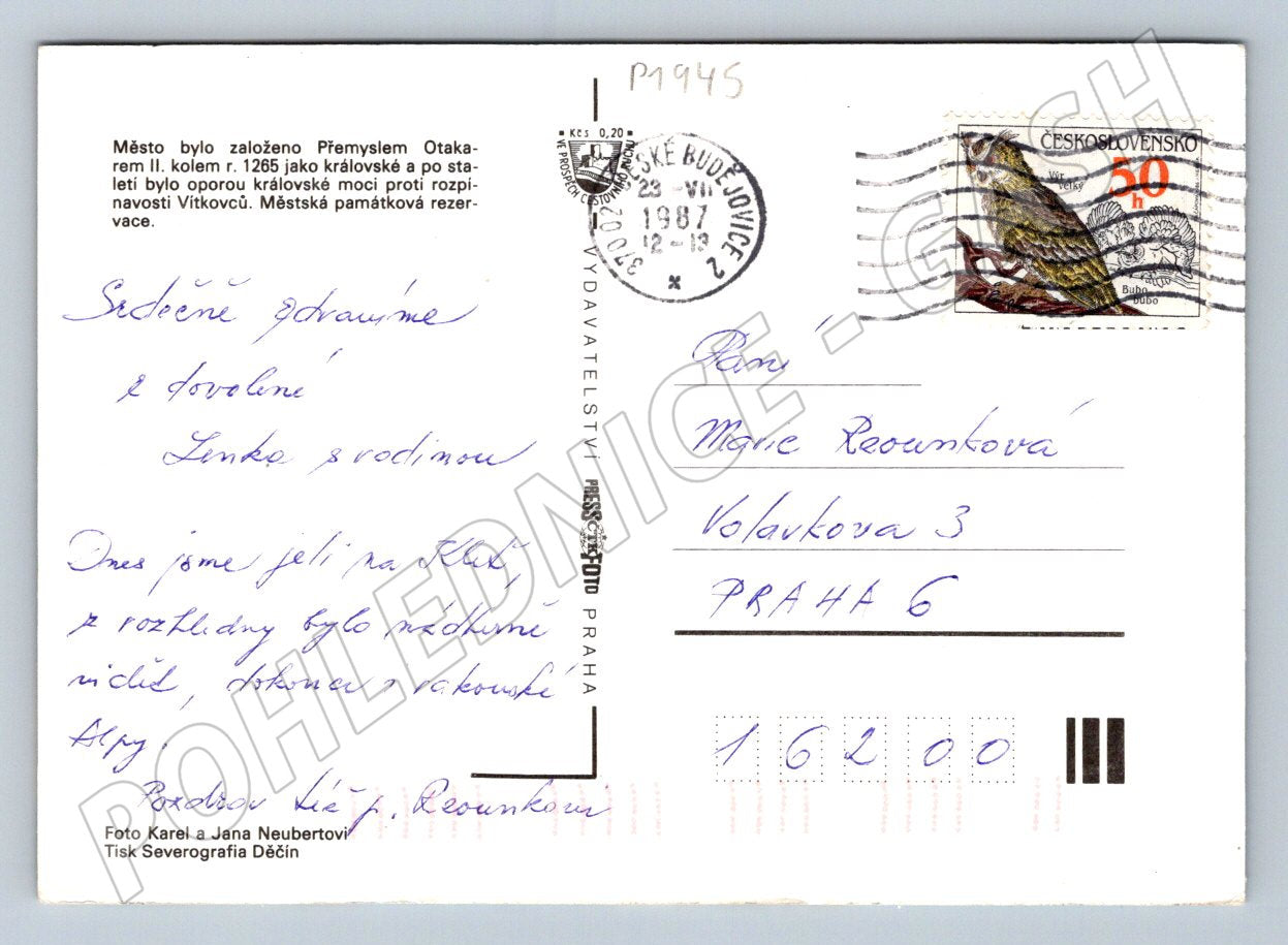 Pohlednice České Budějovice více záběrů 1987 (P1945)