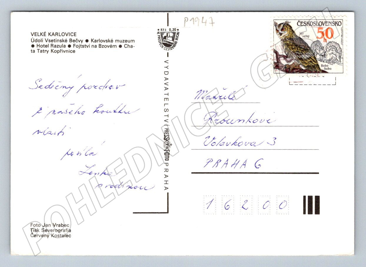 Pohlednice Velké Karlovice valašská krajina roubenky muzeum (P1947)