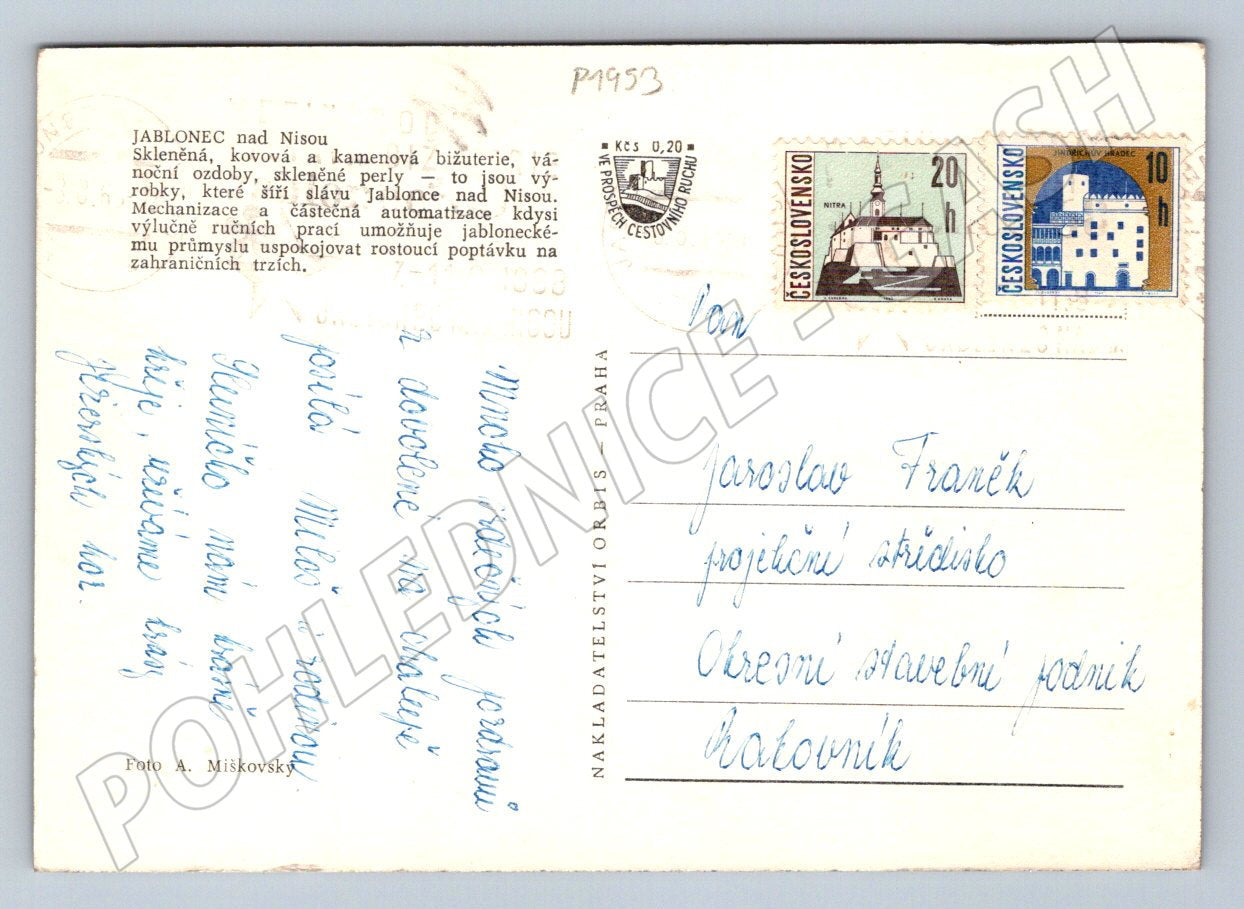 Pohlednice Jablonec nad Nisou panorama 1953 (P1953)