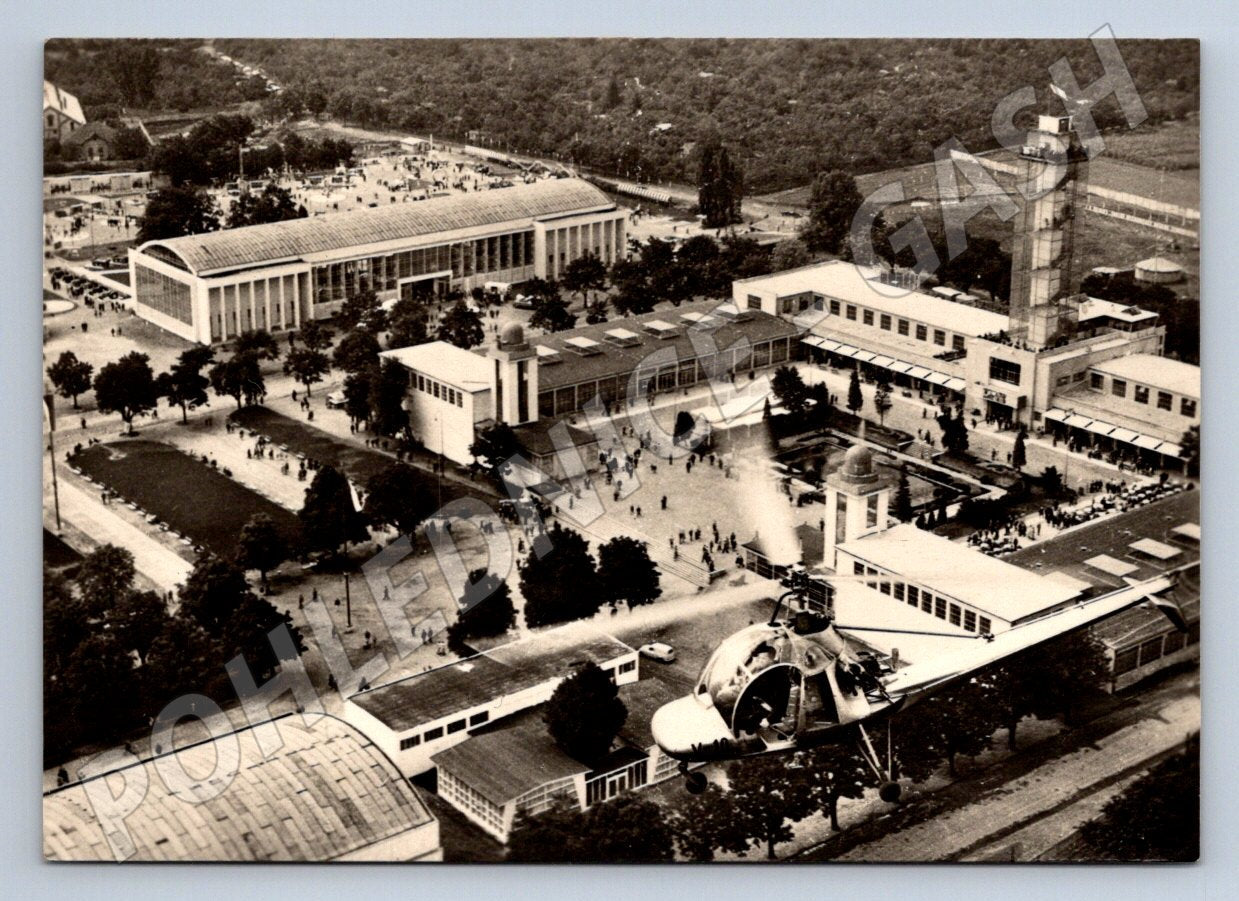 Pohlednice Brno Výstaviště letecký pohled raz 1957 (P1962)