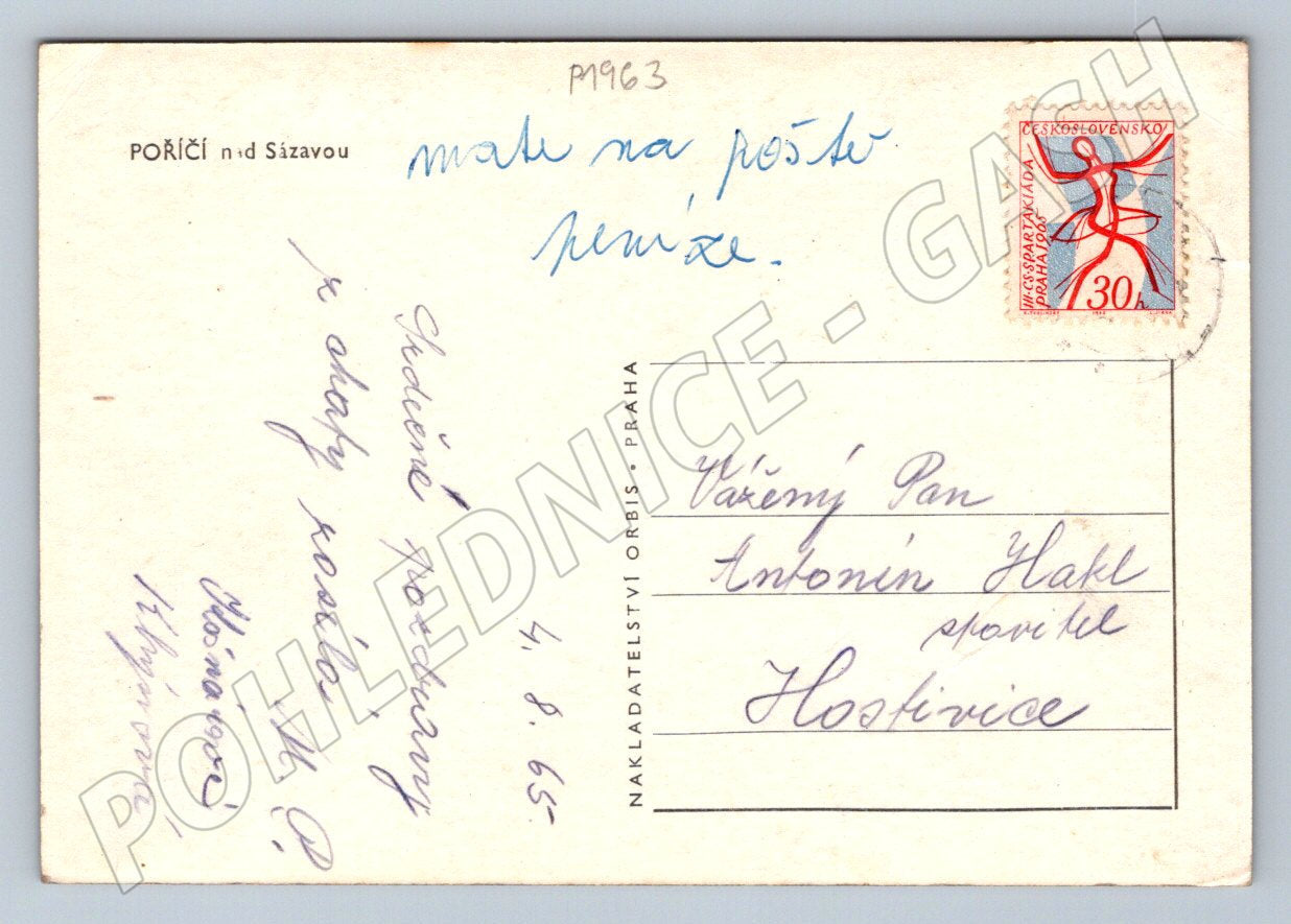 Pohlednice Poříčí nad Sázavou PP (P1963)