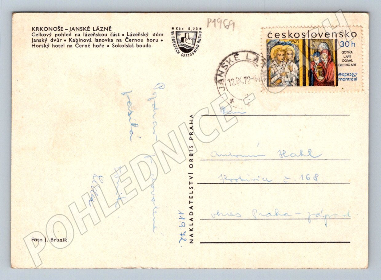 Pohlednice Janské Lázně více záběrů lanovka 1972 (P1969)
