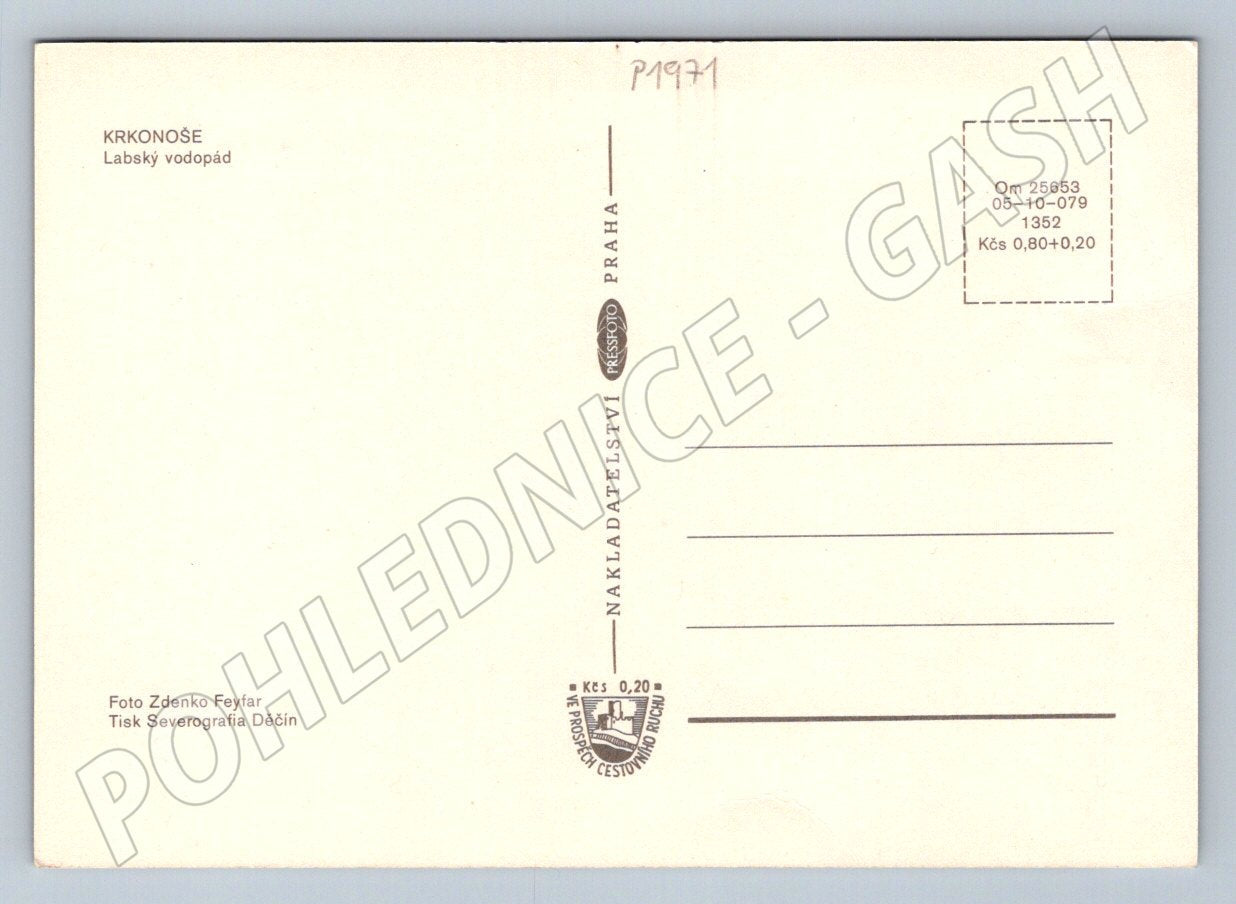 Pohlednice Krkonoše Labský vodopád 1971 (P1971)