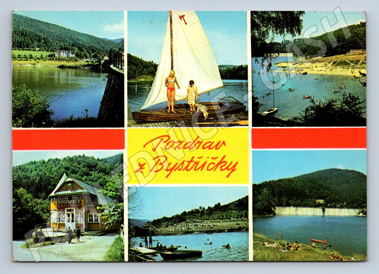 Pohlednice Bystřička pozdrav Valašsko přehrada rekreace (P2097)