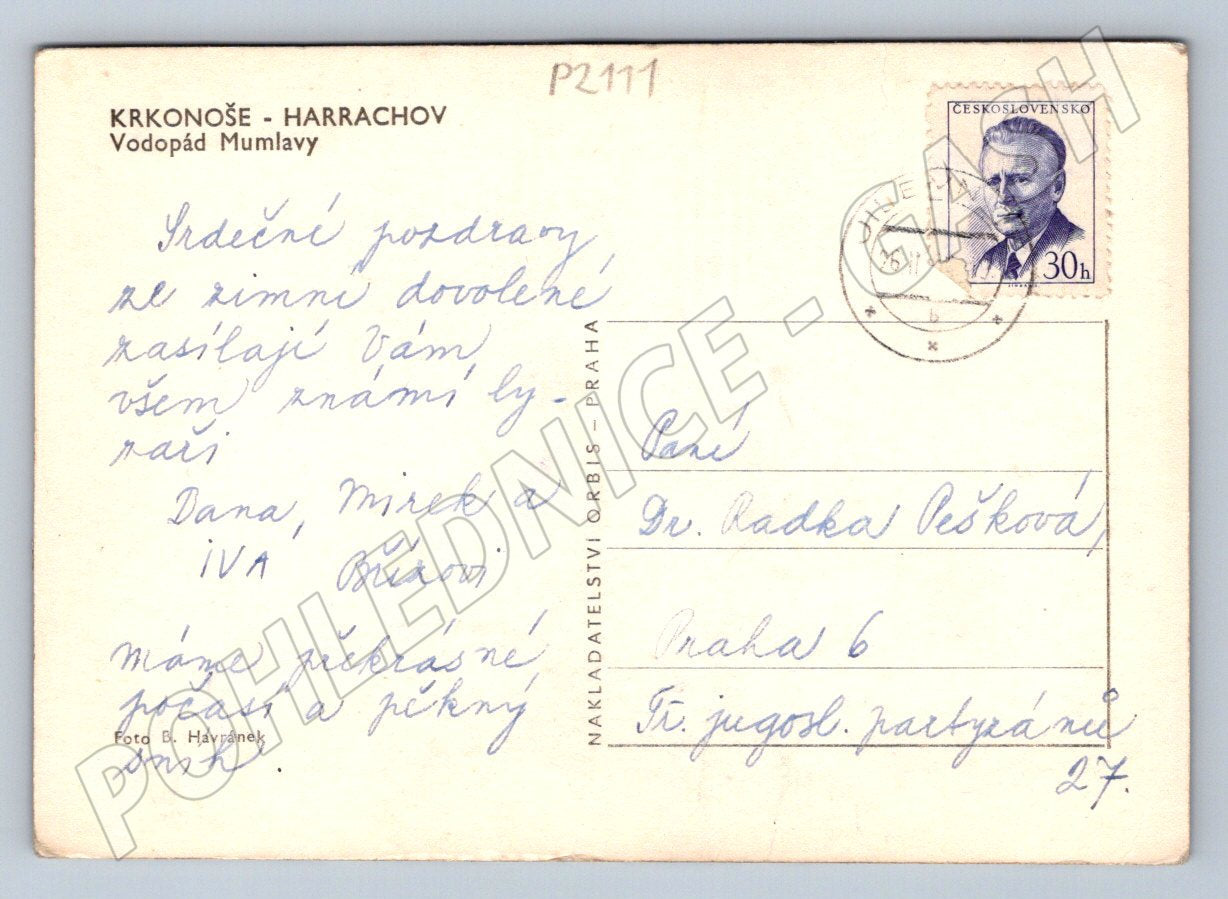Pohlednice Krkonoše Harrachov Mumlavský vodopád zimní (P2111)