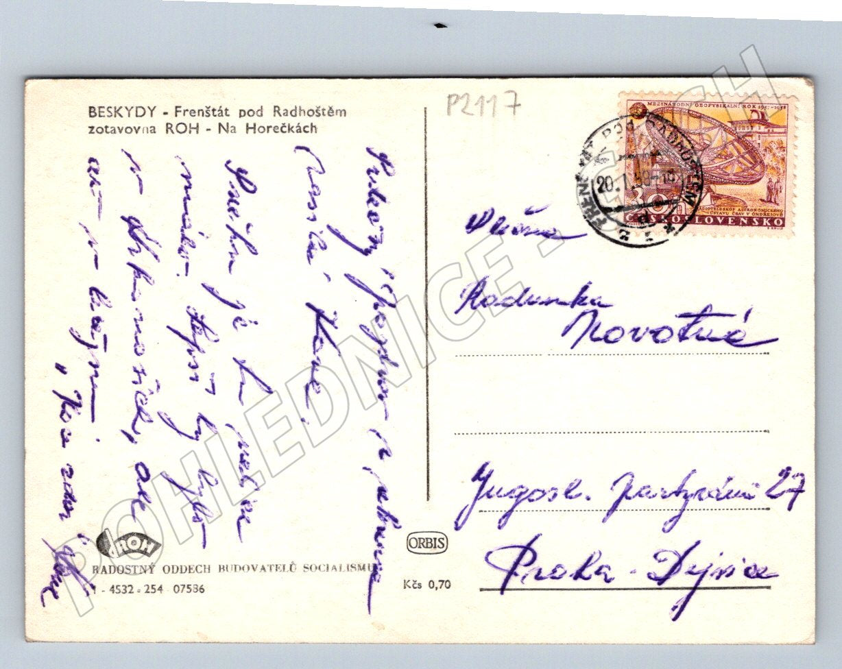 Pohlednice Beskydy Frenštát ROH Na Horéčkách zimní ČSR (P2117)