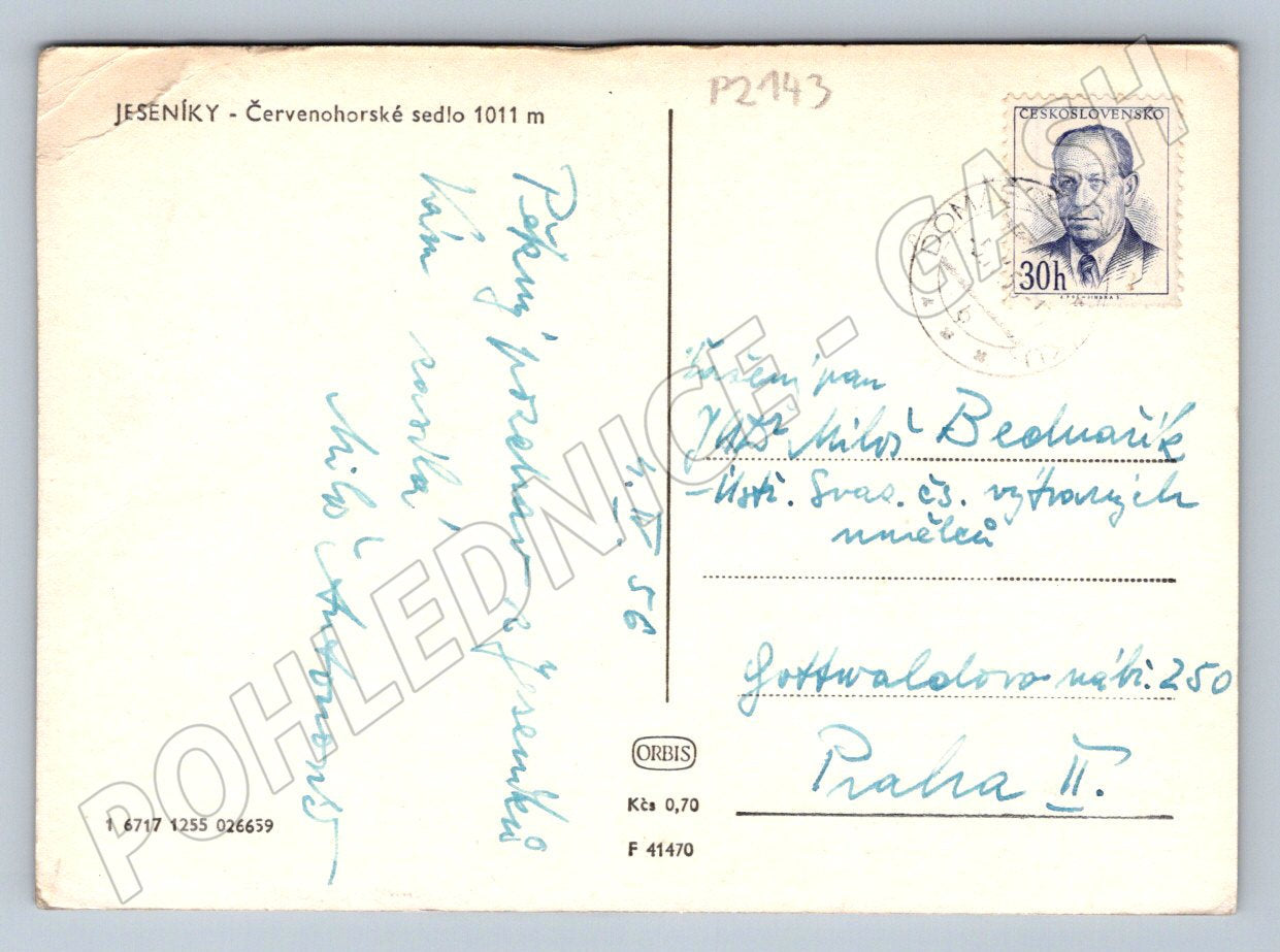 Pohlednice Jeseníky Červenohorské sedlo zimní ČSR (P2143)