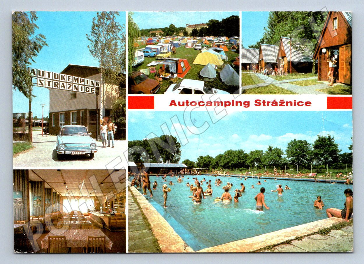 Pohlednice Autocamping Strážnice koupaliště 1980 (P2210)