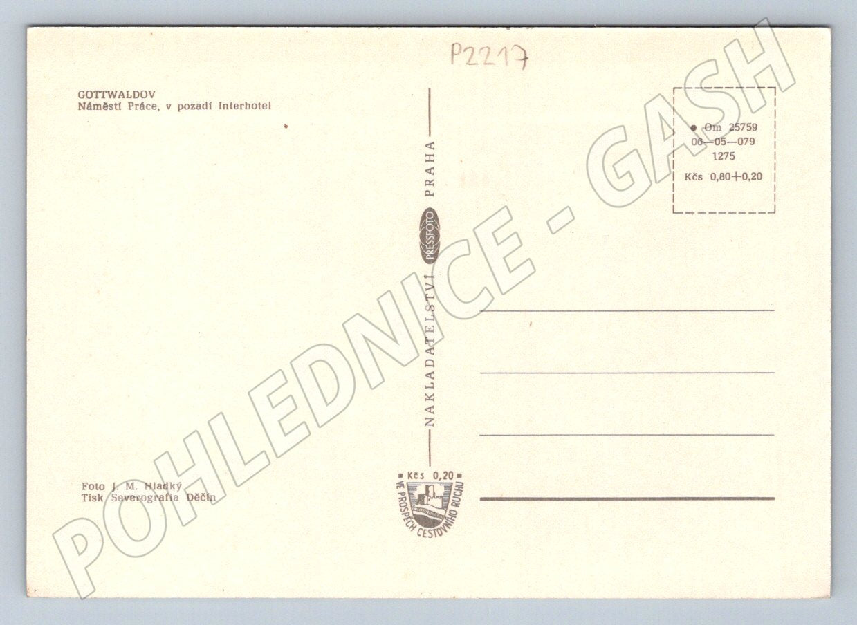 Postcard Gottwaldov Zlín Work Square Interhotel buses (P2217)