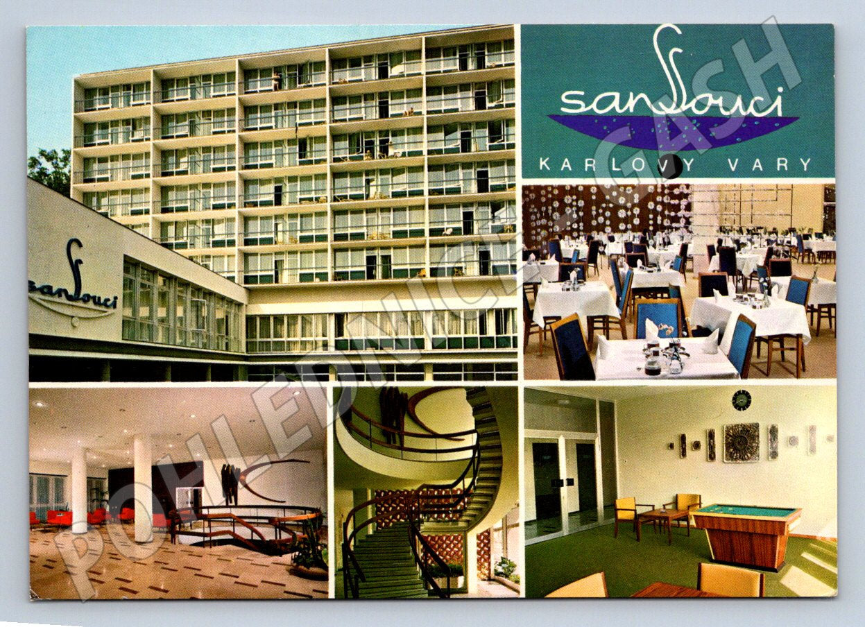 Pohlednice Karlovy Vary sanatorium Sanssouci velký formát (P2241)