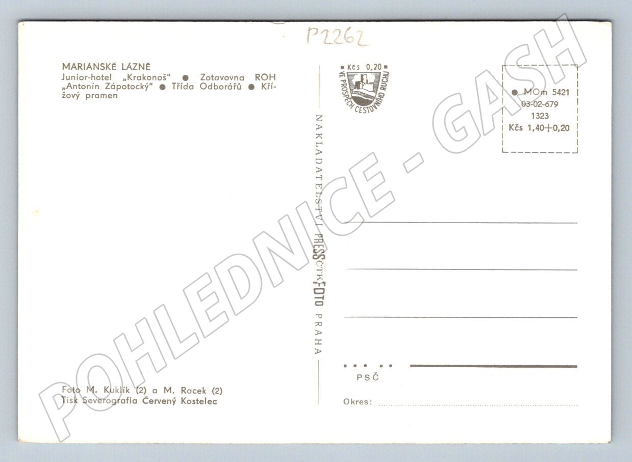 Pohlednice Mariánské Lázně zimní Pressfoto neprošlá (P2262)