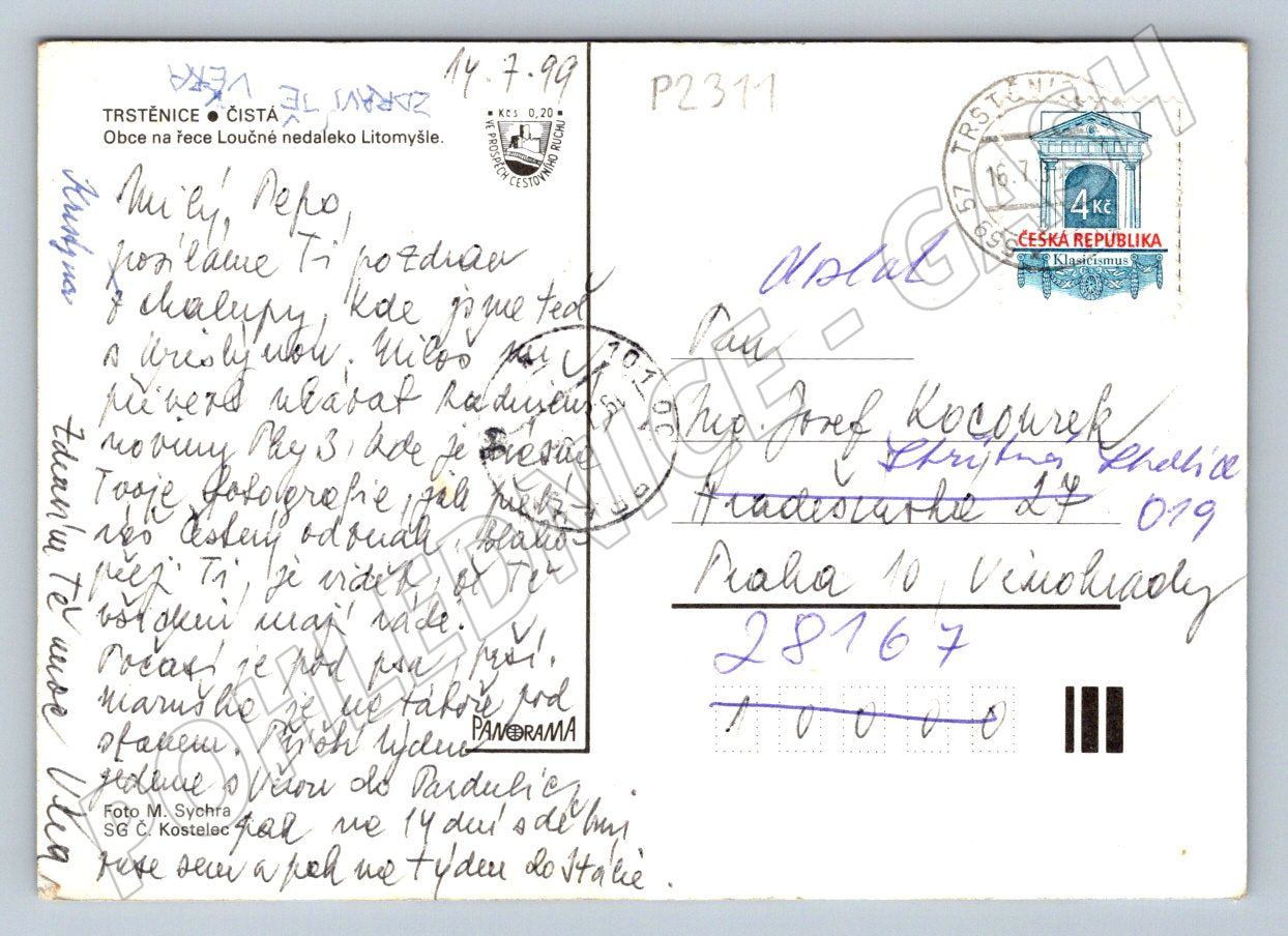 Pohlednice Trstěnice Čistá u Litomyšle 1999 PP (P2311)