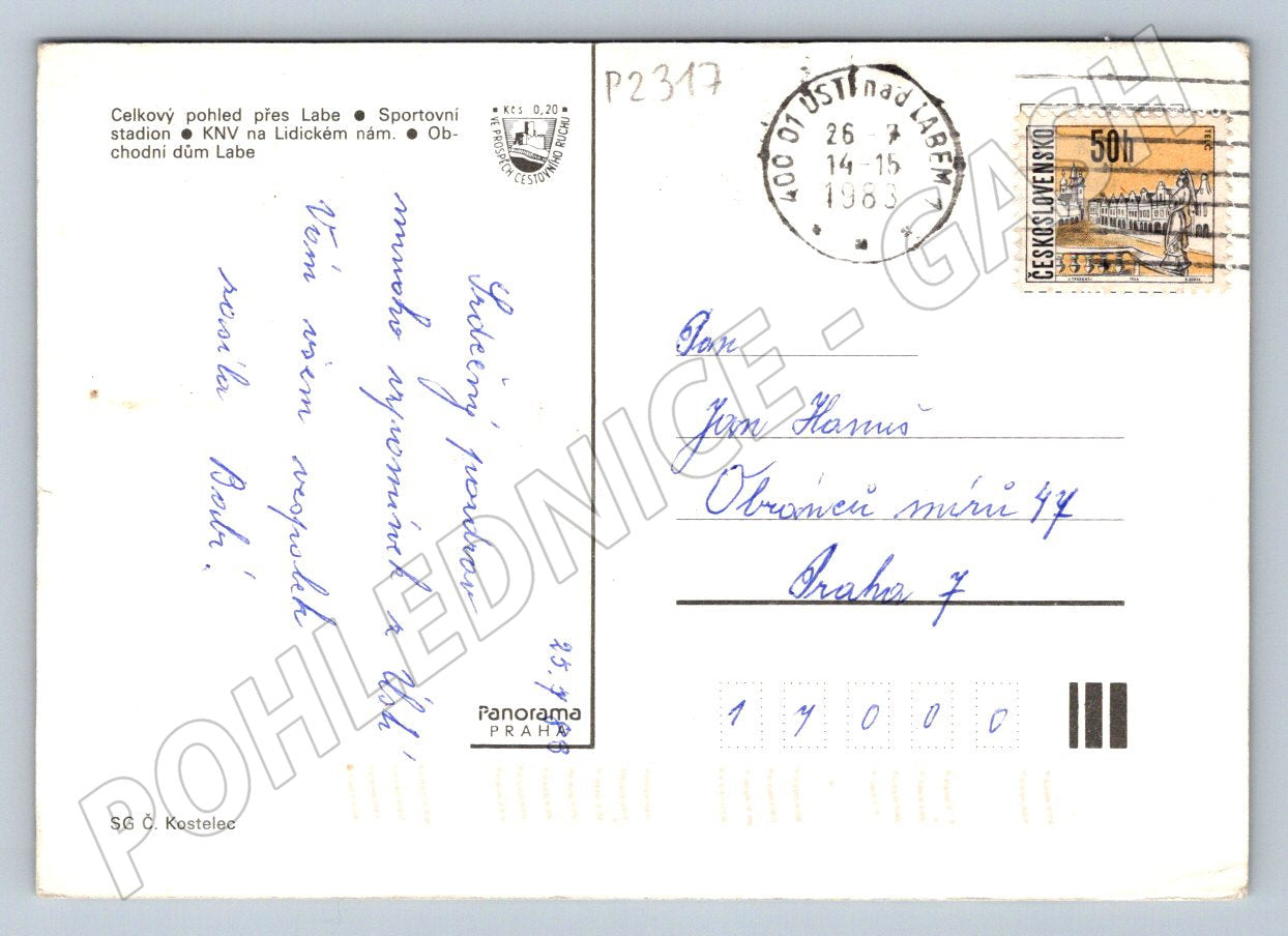Pohlednice Ústí nad Labem koláž PP 1983 (P2317)