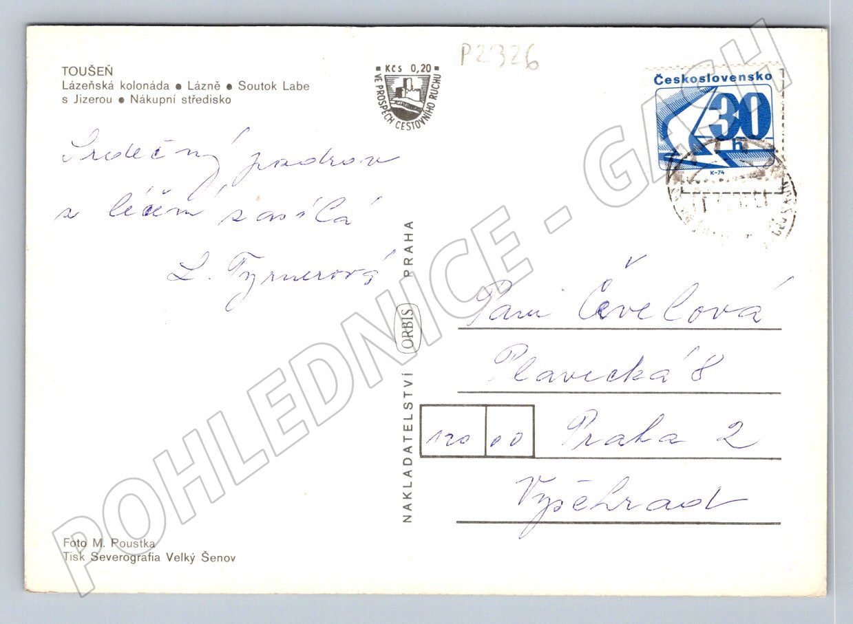 Pohlednice Toušeň lázeňská kolonáda PP Československo (P2326)