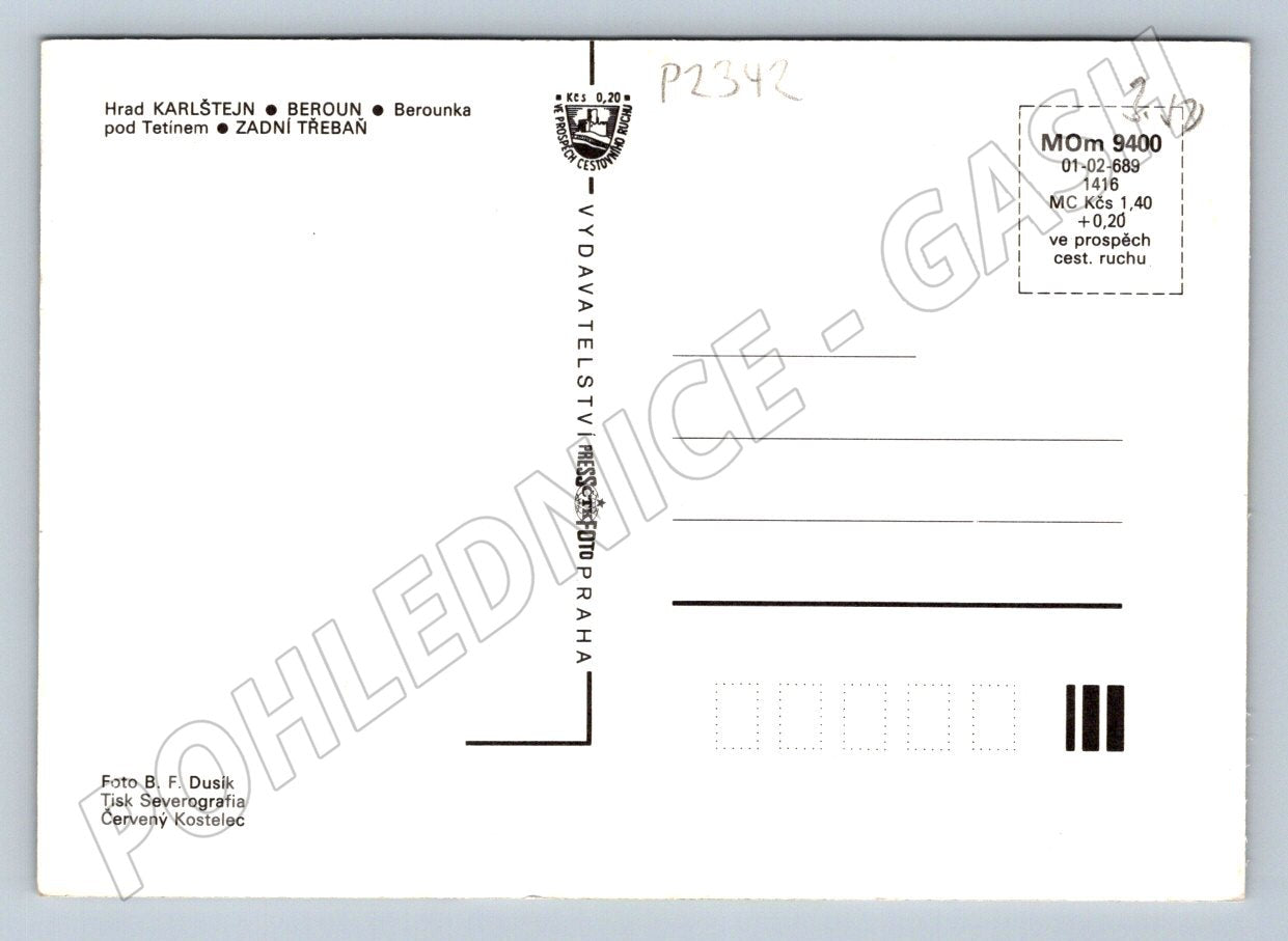 Pohlednice Berounsko Karlštejn Berounka mapa (P2342)