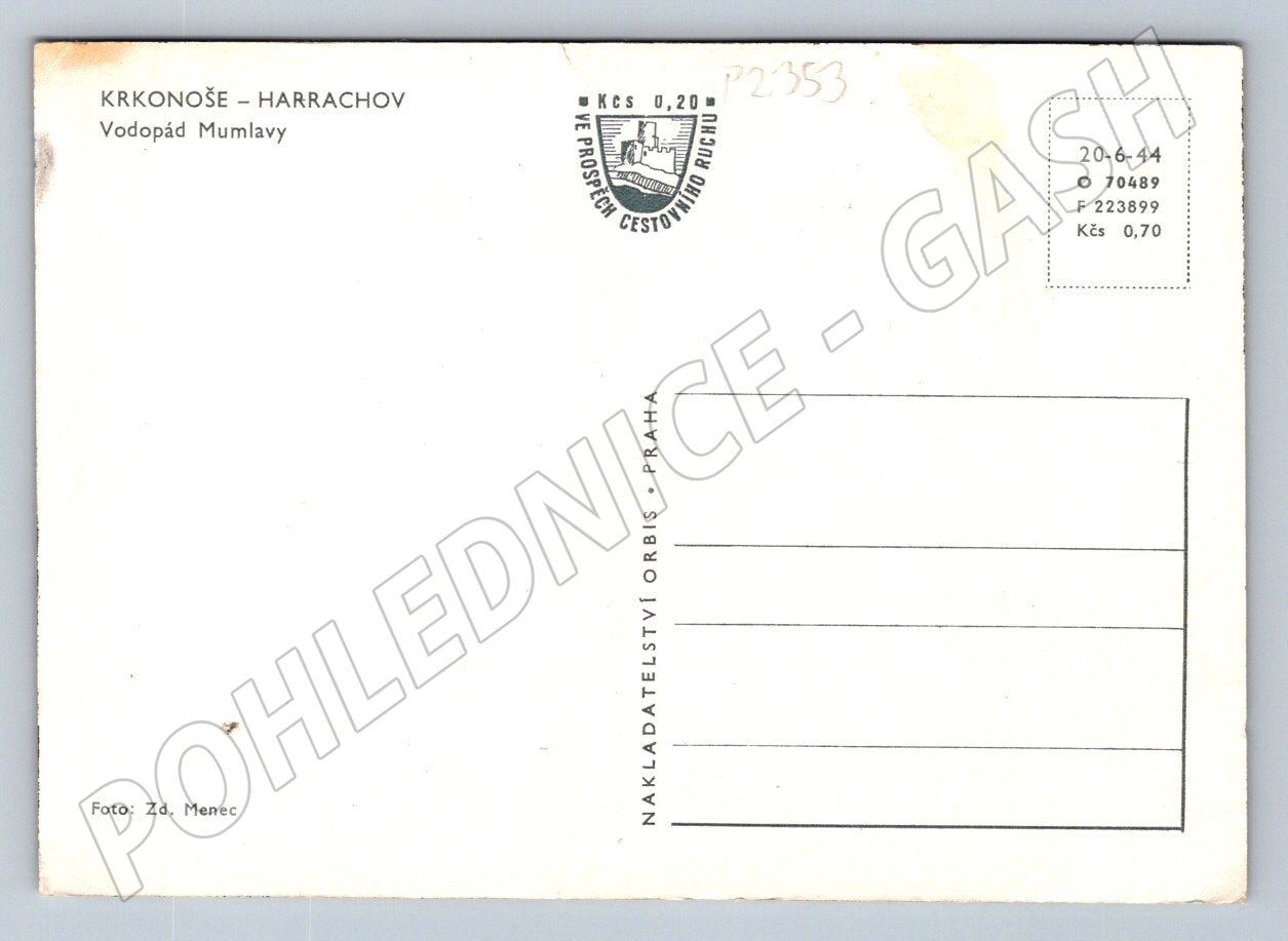 Postcard Harrachov Giant Mountains Mumlava Waterfall (P2353)