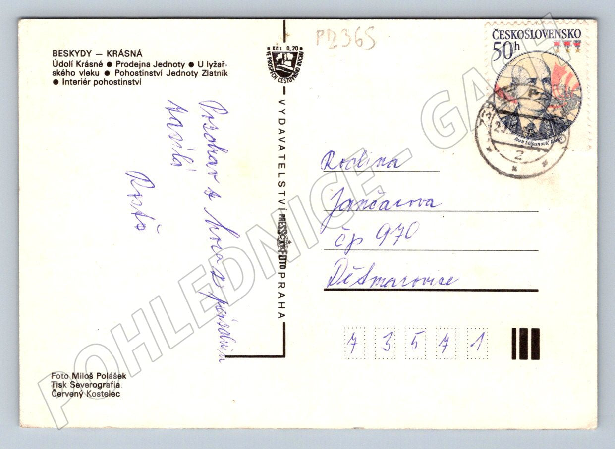 Pohlednice Beskydy Krásná zimní koláž Československo (P2365)