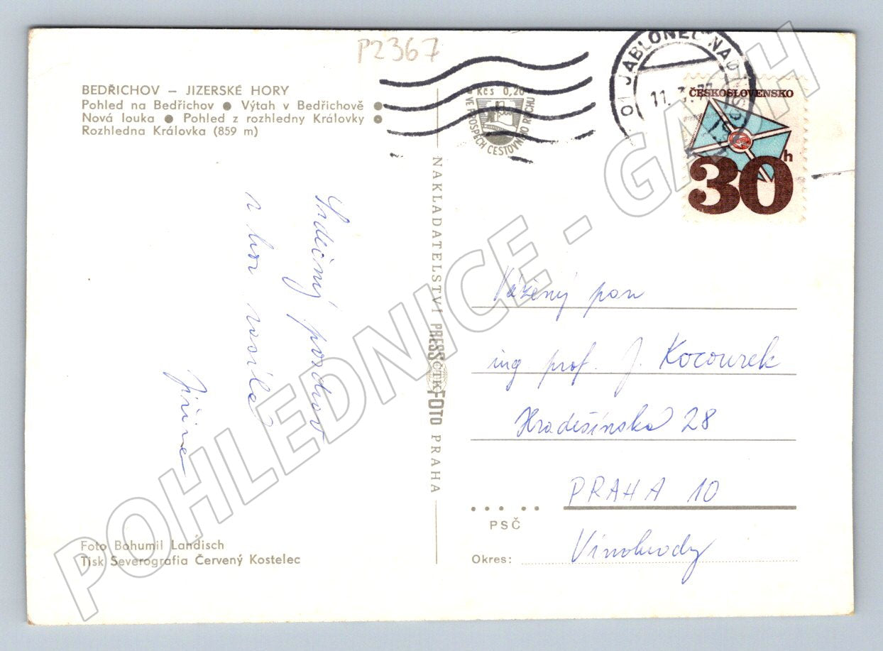 Pohlednice Bedřichov Jizerské hory zimní koláž PP (P2367)