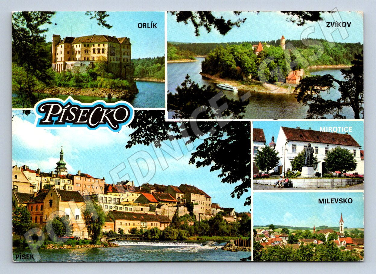 Pohlednice Písecko Orlík Zvíkov Písek Milevsko Mirotice koláž (P2376)