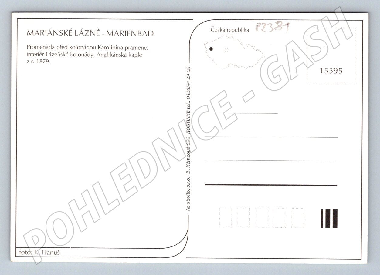 Pohlednice Mariánské Lázně kolonáda fontána kaple (P2381)