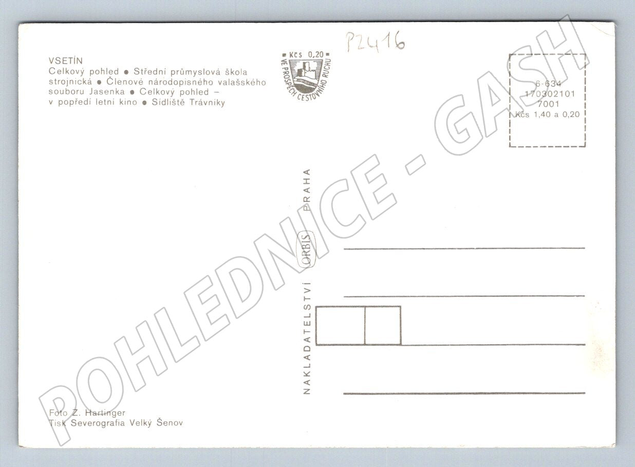 Pohlednice Vsetín koláž folklor architektura (P2416)
