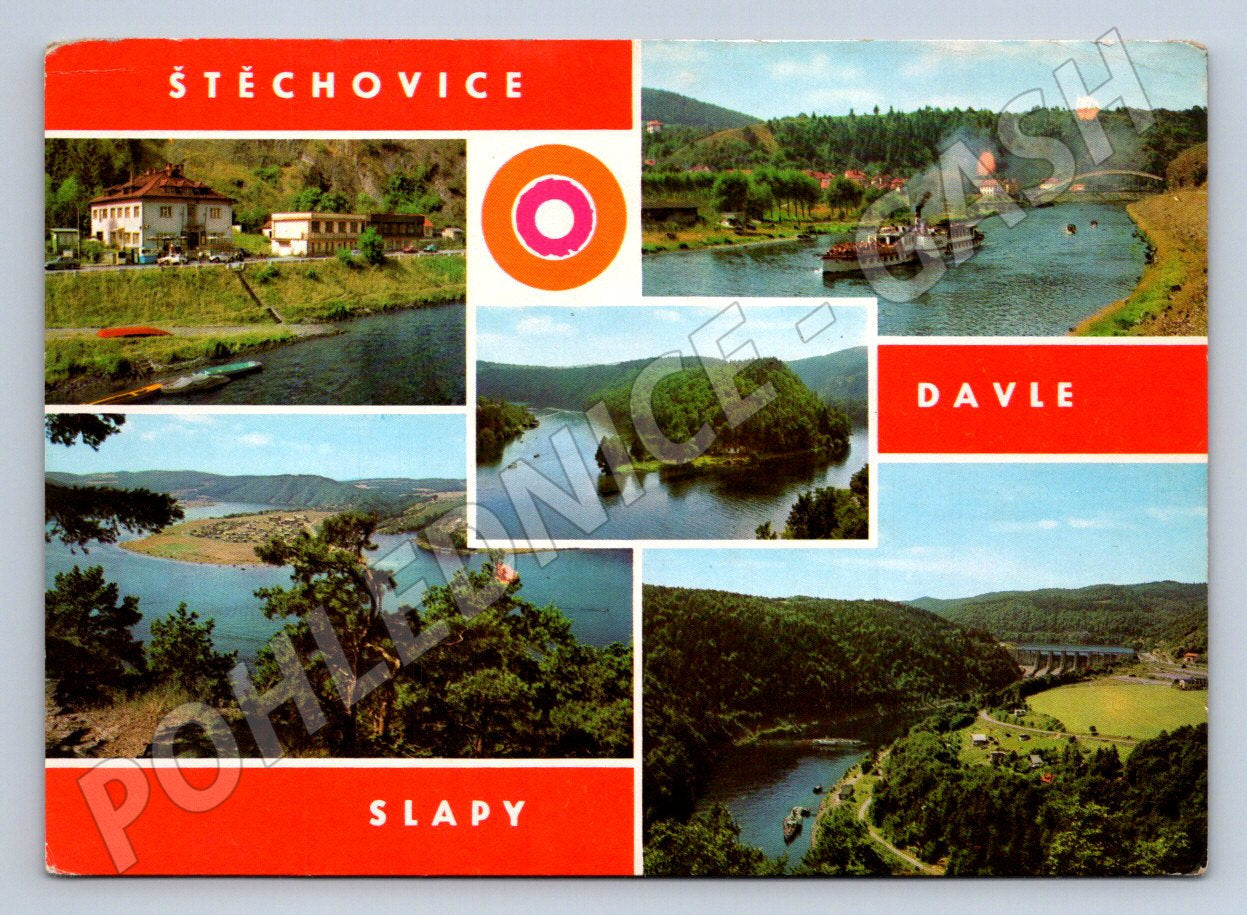 Pohlednice Štěchovice Davle Slapy vltavská rekreace koláž (P2453)