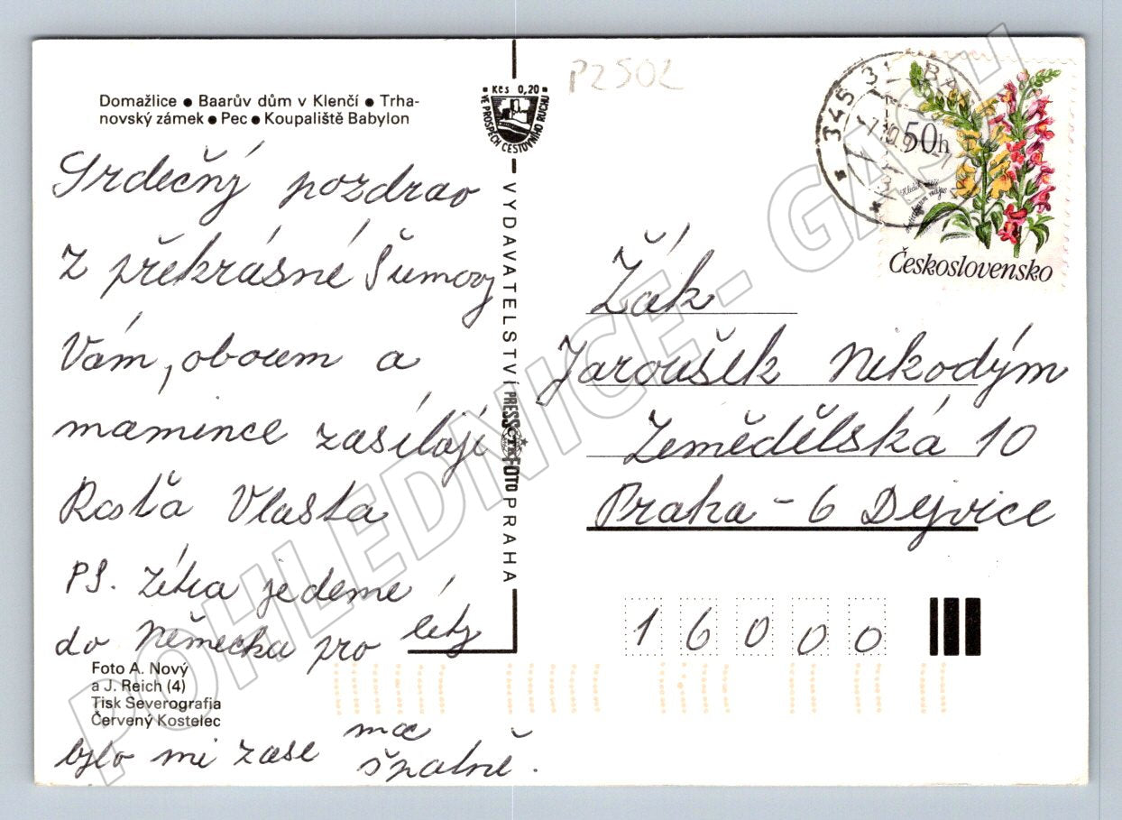 Pohlednice Chodsko Domažlice památky koupaliště 1981 (P2502)