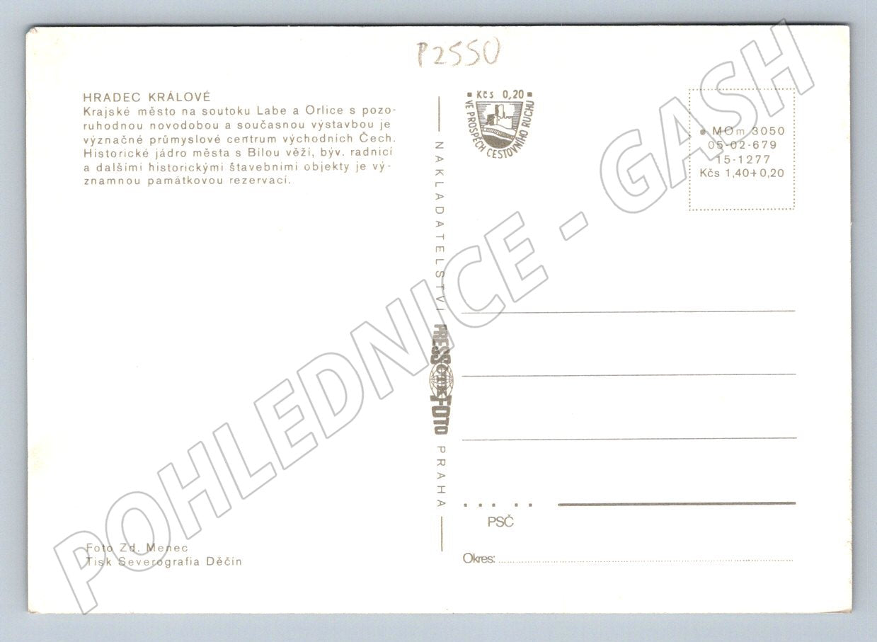 Pohlednice Hradec Králové velký formát barevná (P2550)