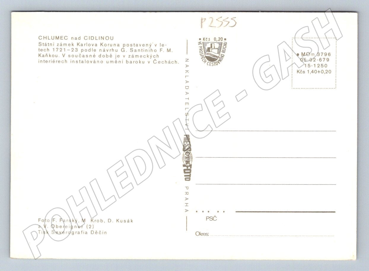 Postcard Chlumec nad Cidlinou Karlova Koruna castle baroque (P2555)