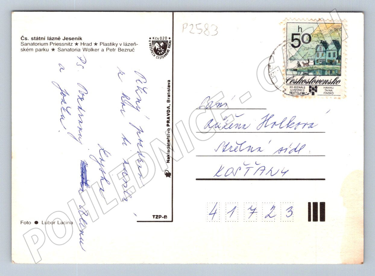 Pohlednice Jeseník lázně použitá zn ČSR (P2583)