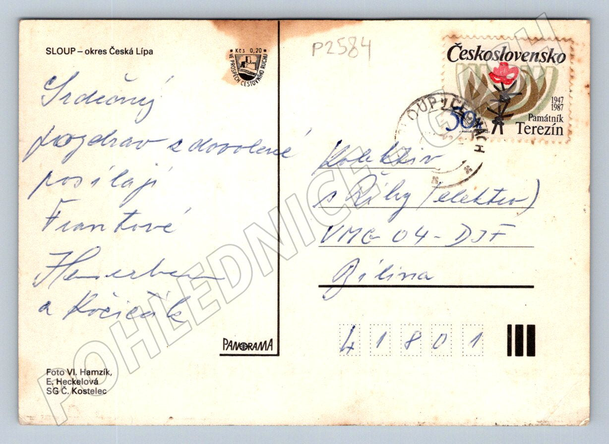 Pohlednice Sloup Česká Lípa skalní hrad koupaliště 80 léta (P2584)