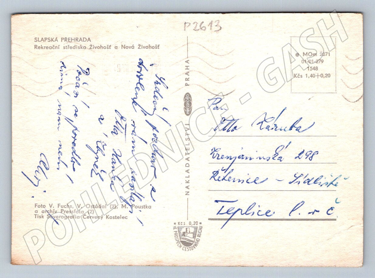 Pohlednice Slapská přehrada rekreační střediska Živohošť ČSSR (P2613)
